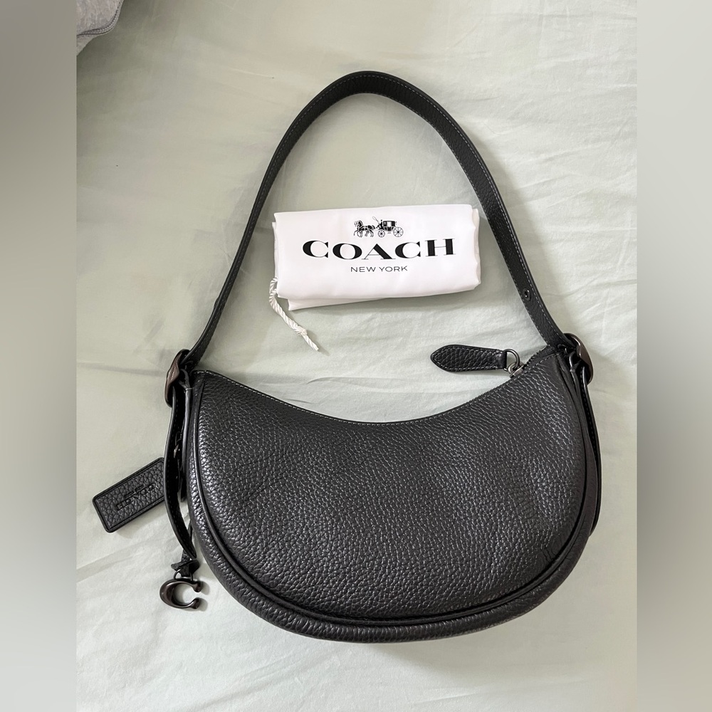 Coach Black Pebbled Leather LUNA  Shoulder Bag